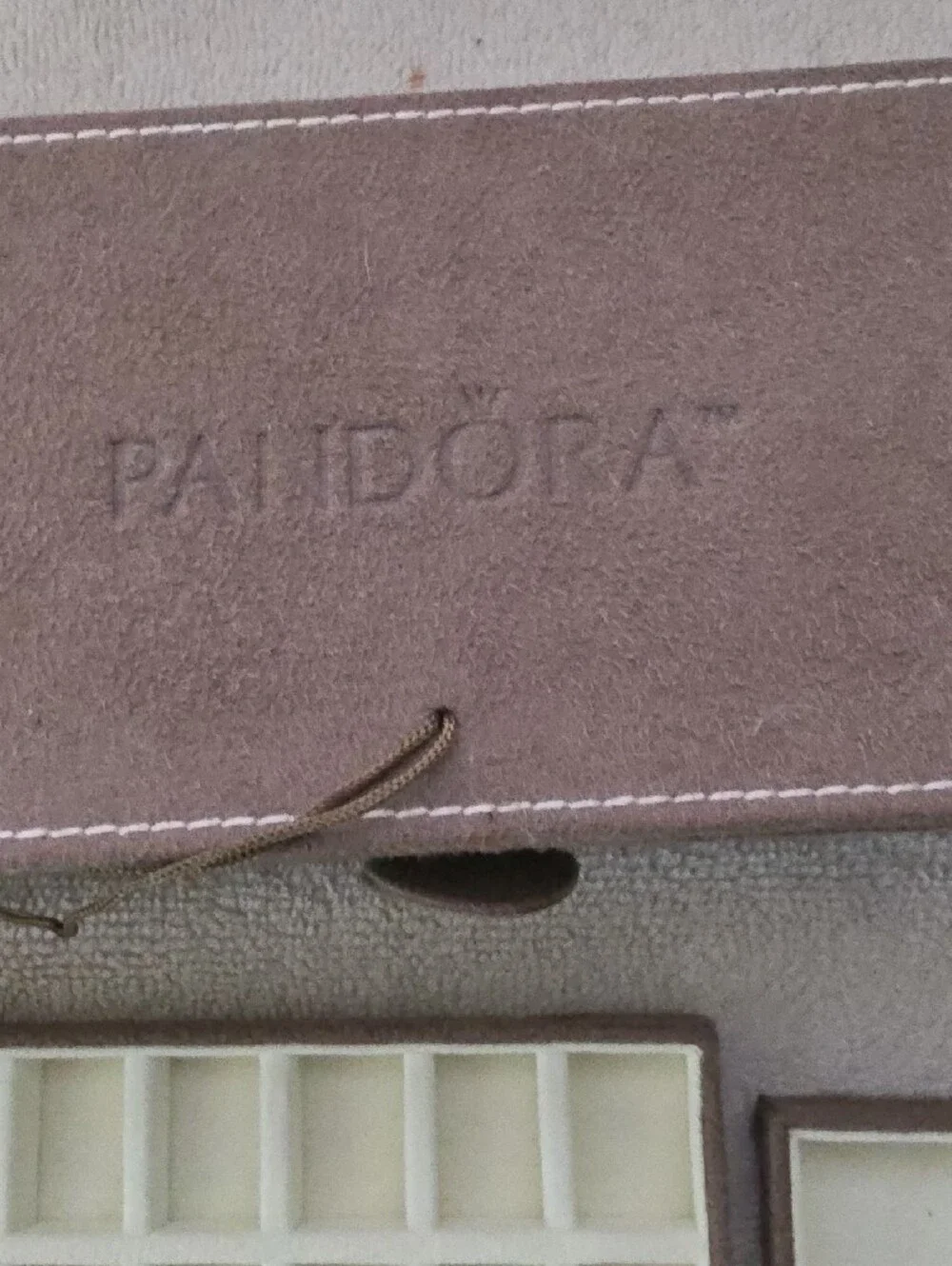 Pandora Taupe Travel Jewelry Case With Inserts.